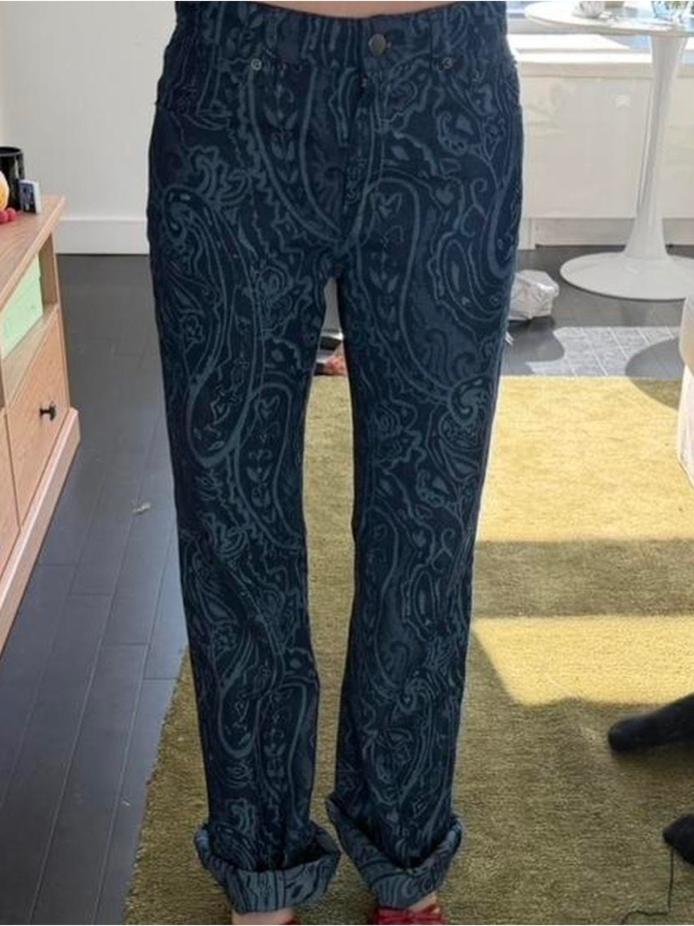 NWT ZARA Dark Blue Paisley Jeans